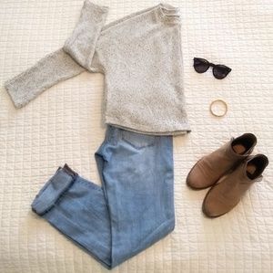 Mango marled cropped drapey sweater